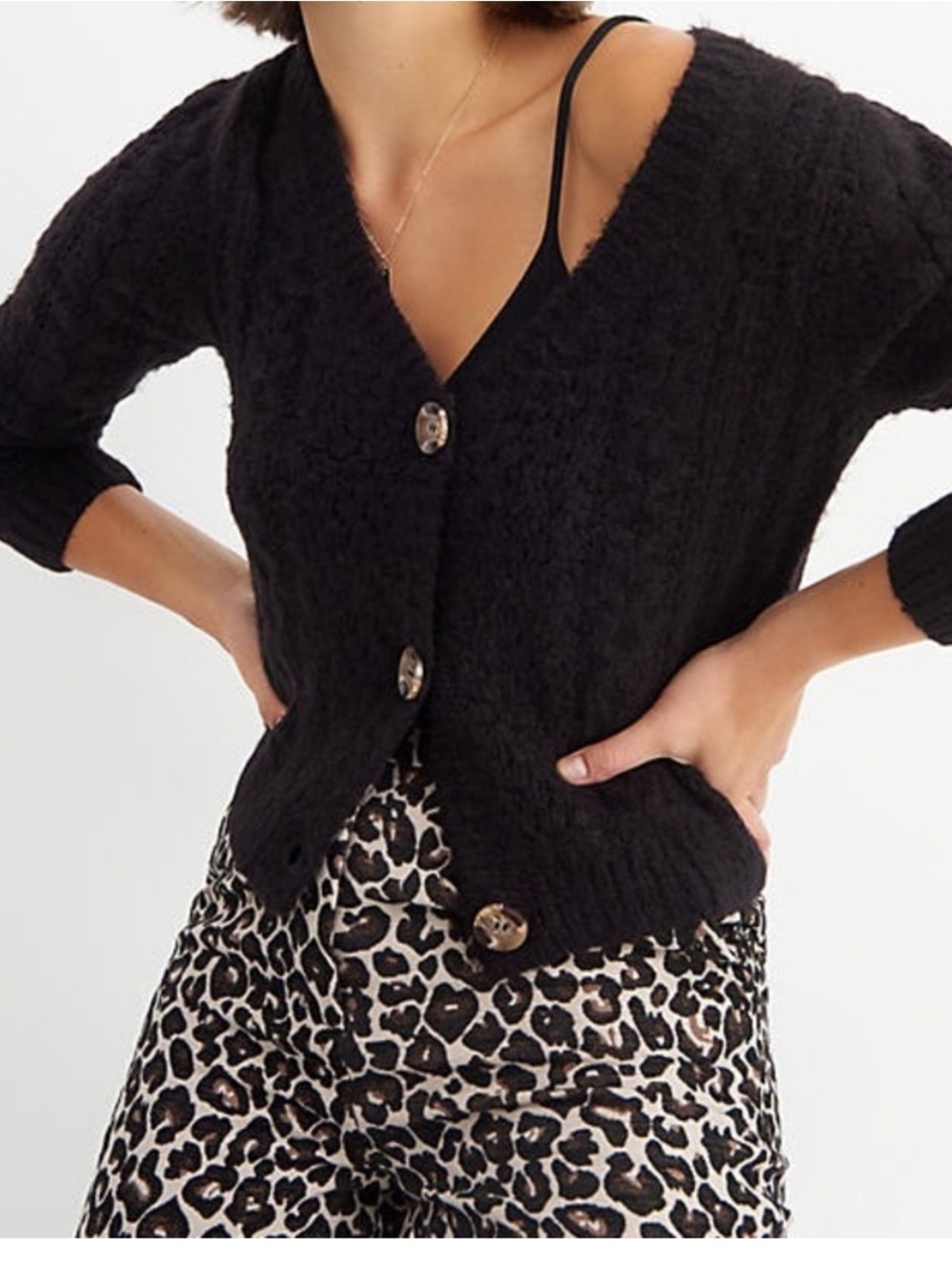 ANTHROPOLOGIE Nerissa Black Crop V Neck Cardigan